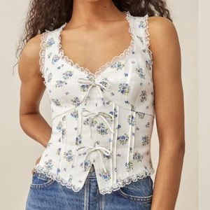 Reformation Brenda Floral Bow Bustier Top